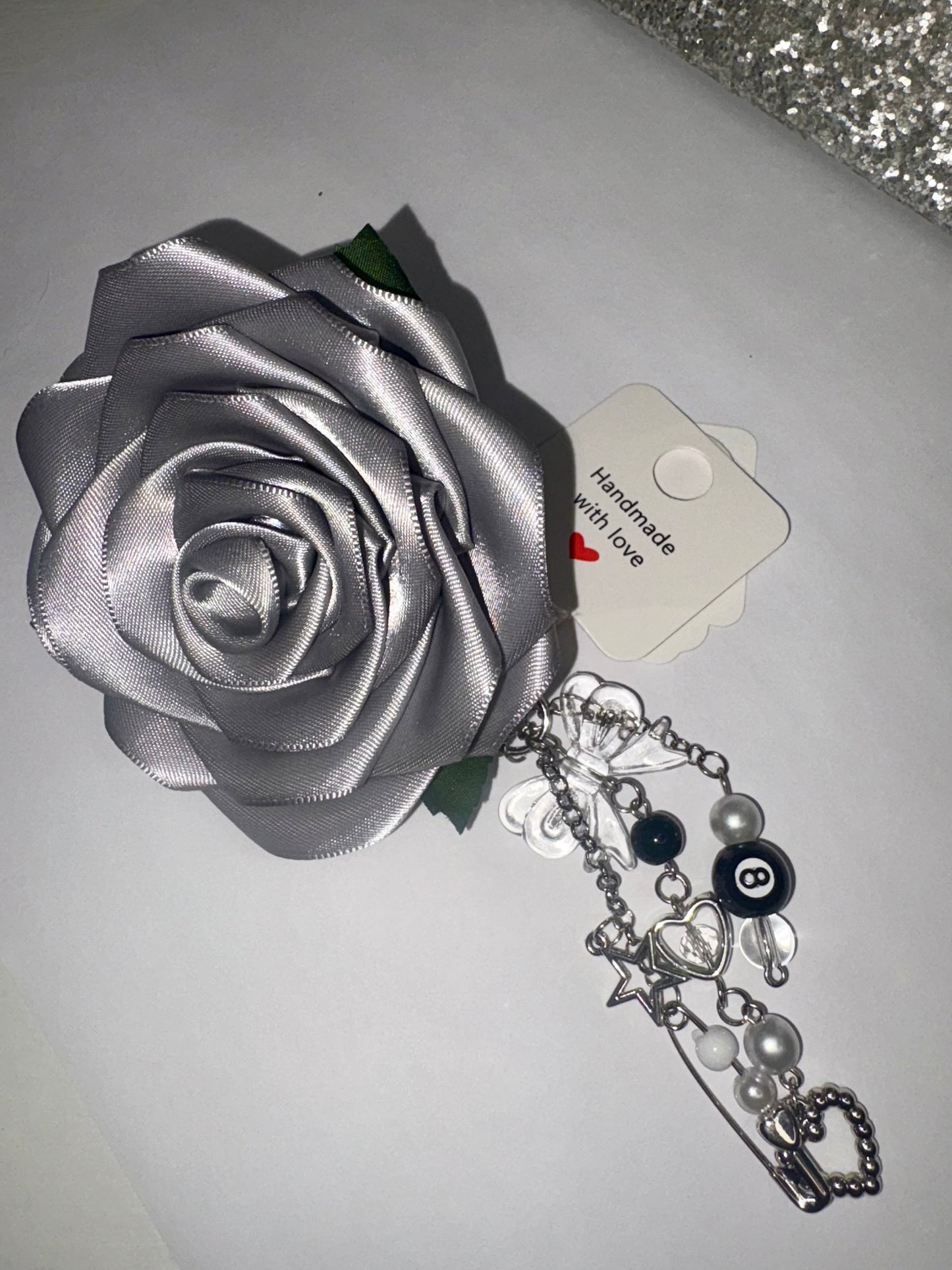 Silver Rose keychain