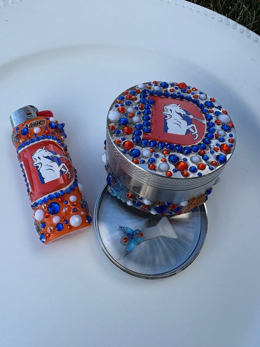 Custom Broncos Grinder + Lighter Set