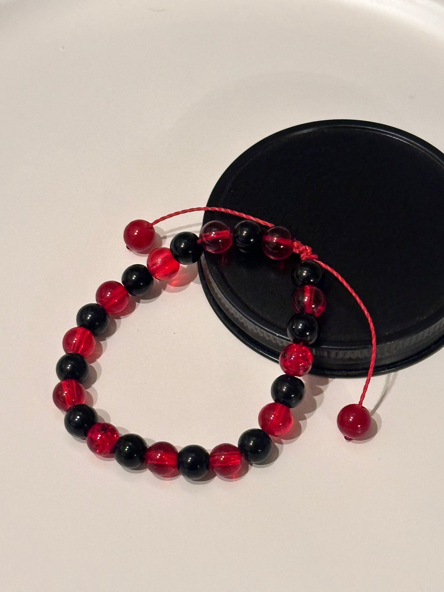 Glass Crimson Adjustable Bracelet