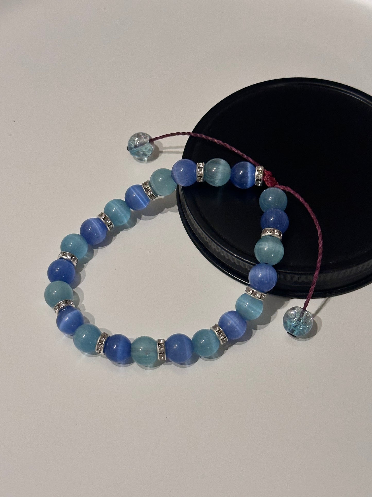 Mixed Blue Adjustable Cat Eye Bracelet