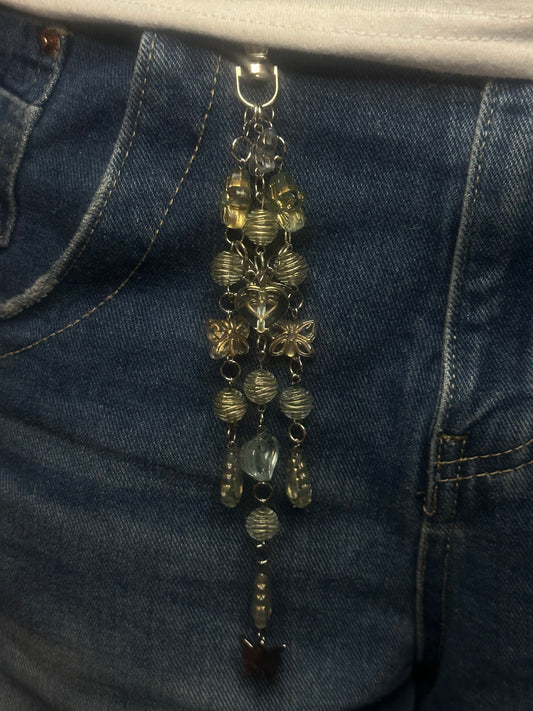 Green Ornate Beaded Jean Keychain