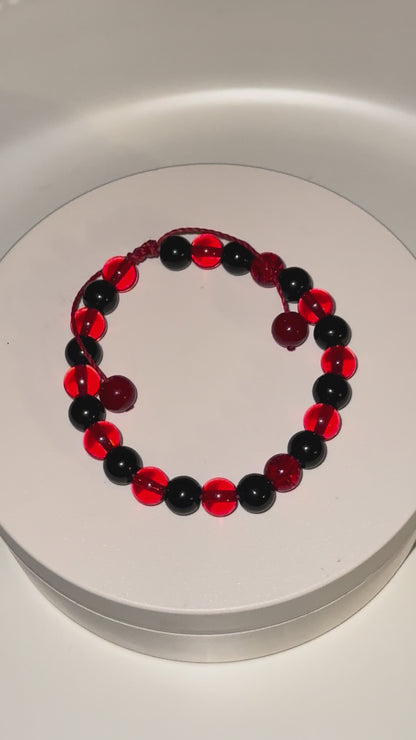Glass Crimson Adjustable Bracelet