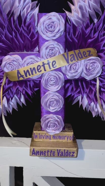 CUSTOM- Eternal Rose Cross with Angel Wings 🪽