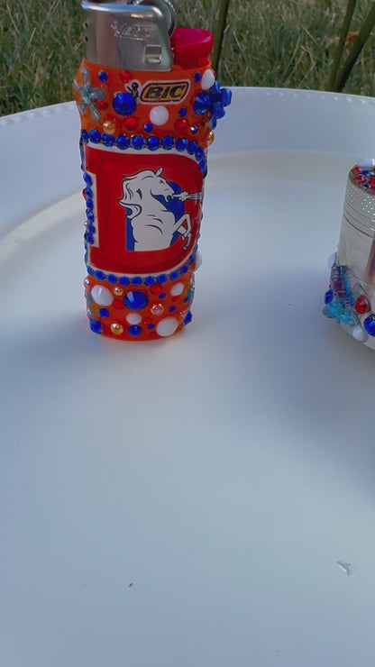Custom Broncos Grinder + Lighter Set
