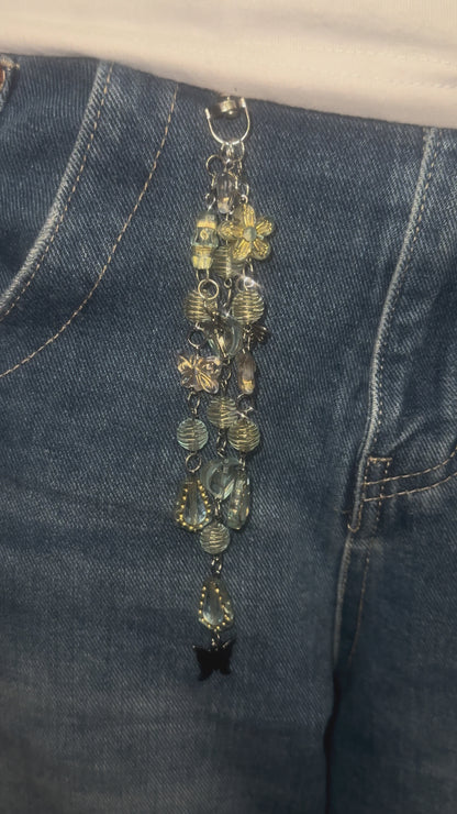 Green Ornate Beaded Jean Keychain